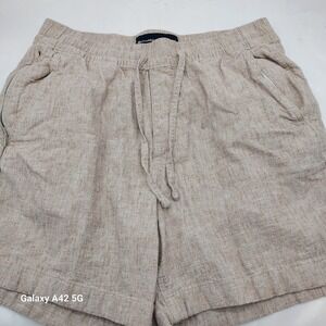 Abercrombie & Fitch Mens XS Stretch Linen Blend Drawstring Shorts Tan Oatmeal